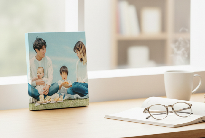 家族の写真を印刷したファブリックパネル