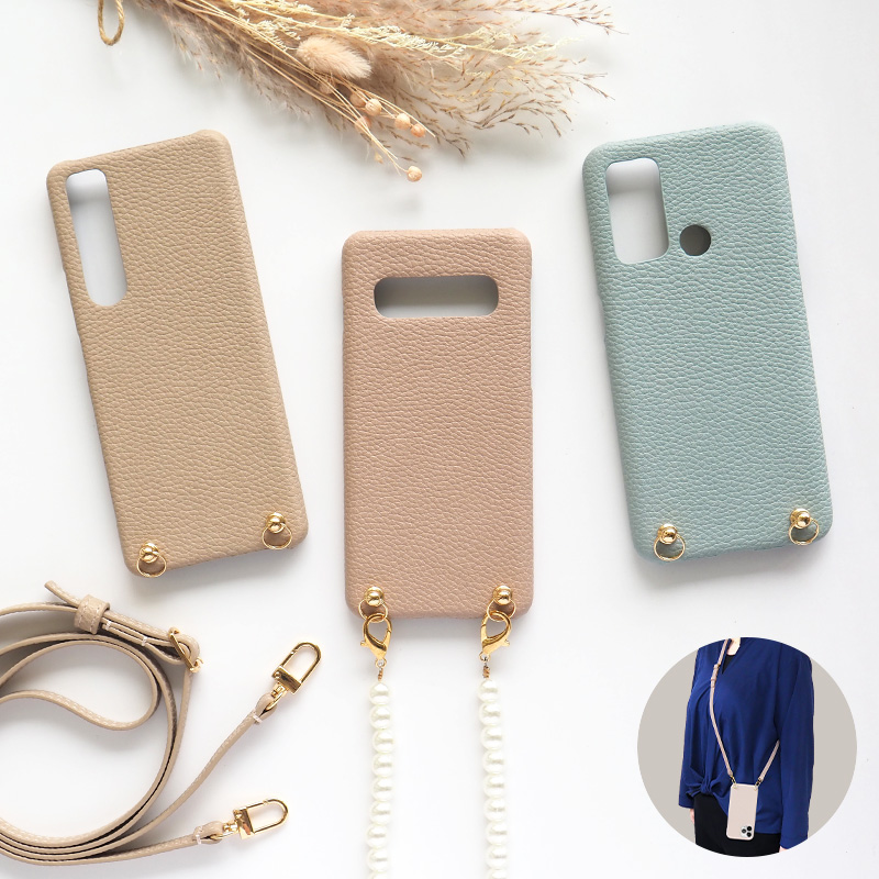 スマホケース スマホカバー Galaxy【レザーハードケース×選べるロングストラップ】スマホショルダー