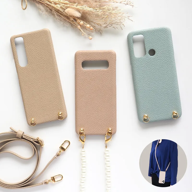 スマホケース スマホカバー Galaxy【レザーハードケース×選べるロングストラップ】スマホショルダー