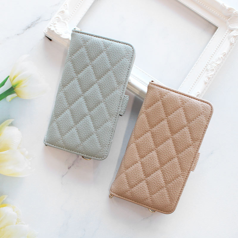 スマホケース 手帳型 全機種対応【くすみレザーorキルティング手帳ケース】