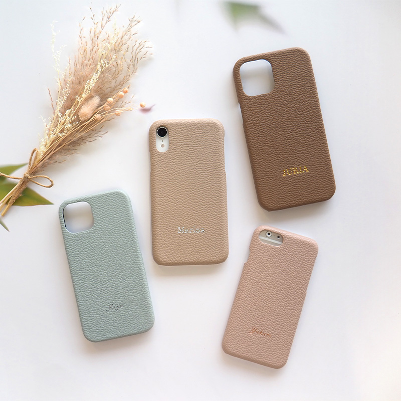 スマホケース ハード 全機種対応【レザーハードケース×型押し名入れ】