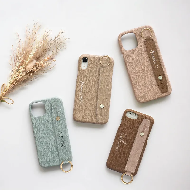 スマホケース ハード 全機種対応【レザーハードケース×レザーベルト×名入れ印刷】