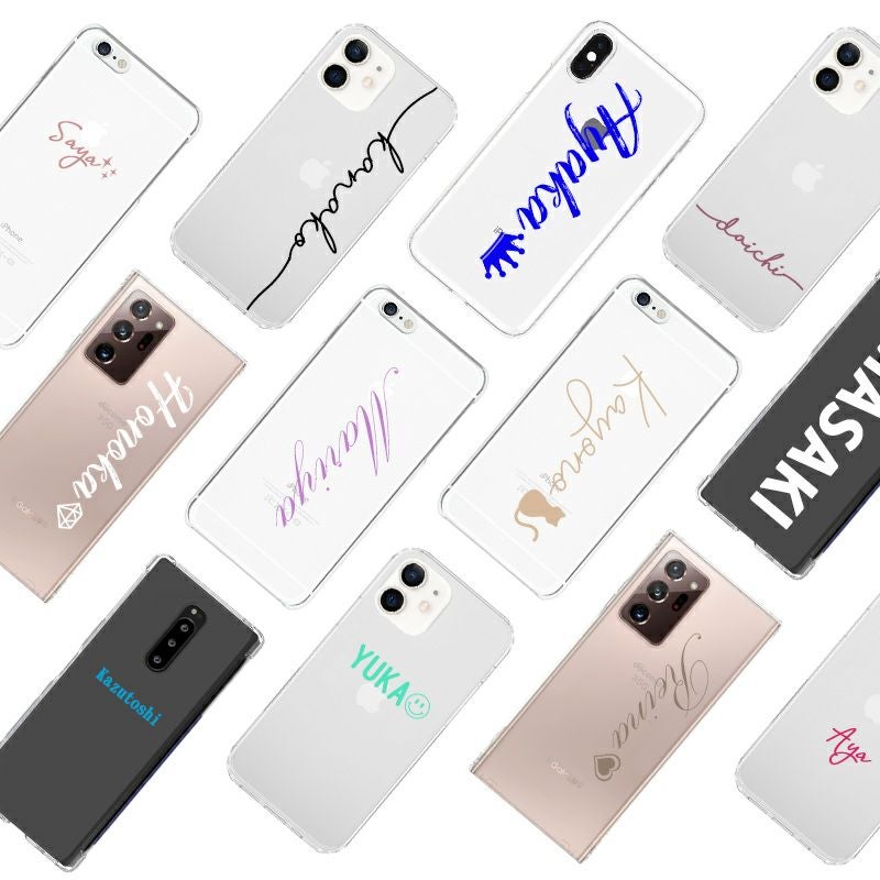 スマホケース ハード 全機種対応【クリアケース×名入れ印刷(文字色30色