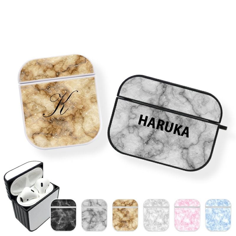 AirPods ケース 1 2 3 4 Pro【大理石柄×名入れ印刷】airpods Air Pods