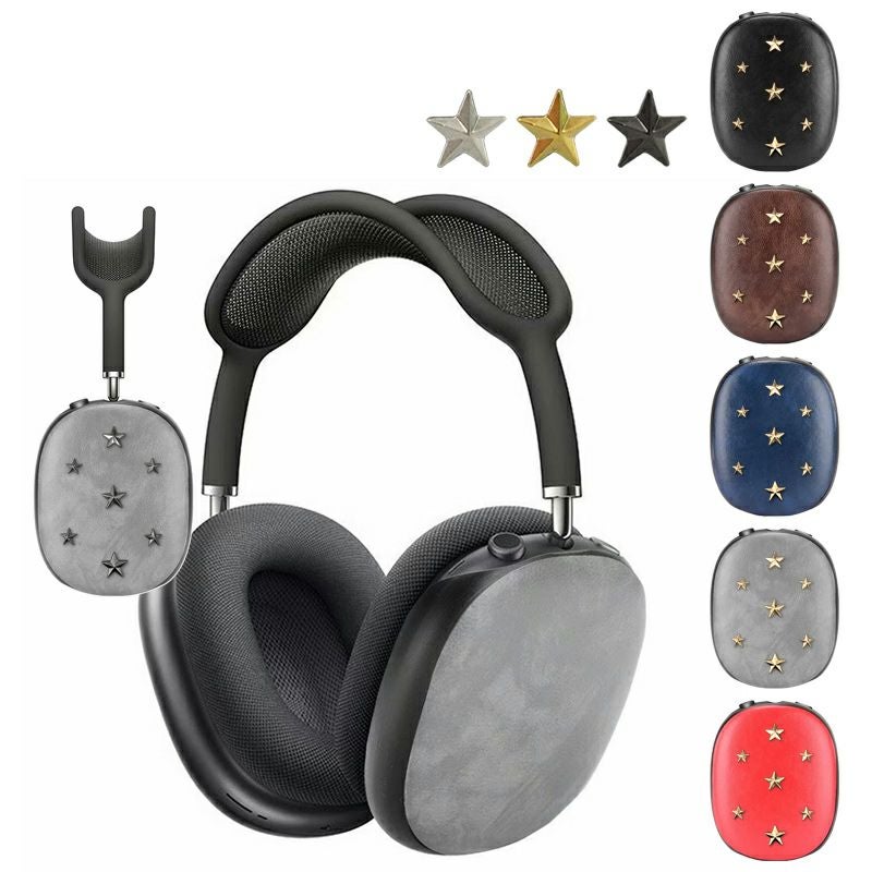 AirPods Max ケース ヘッドフォン カバー【レザーカバー×星スタッズ