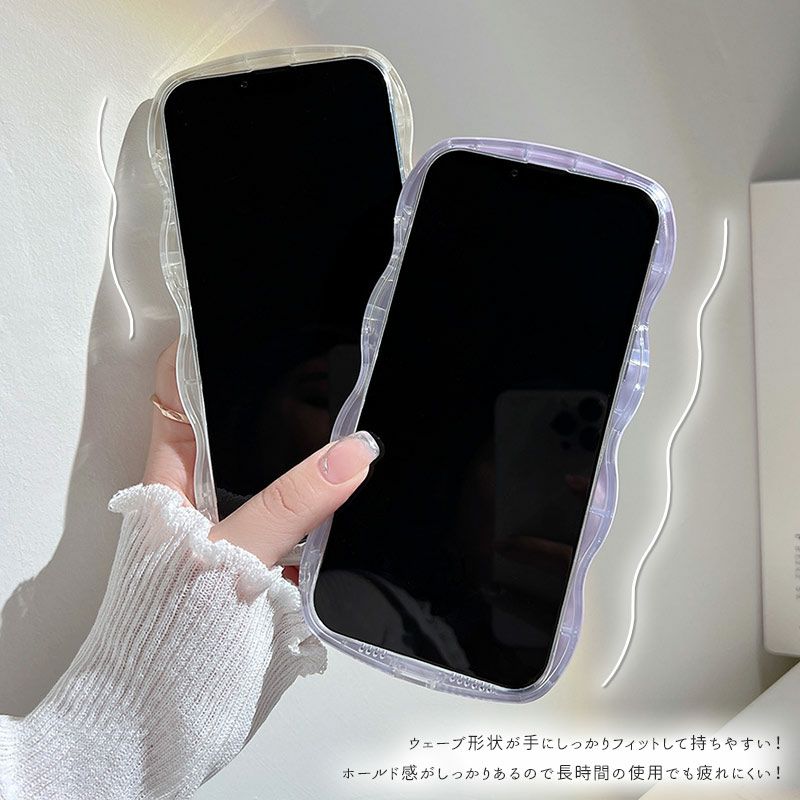 スマホケース iPhoneケース【ウェーブフレームケース×ロングストラップ